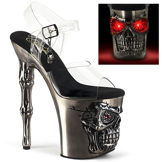【PLEASER】RAPTURE-808-LT プラットフォームシューズ Clr/Satin Pewter Chrome【取寄】
