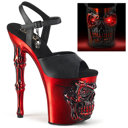 【PLEASER】RAPTURE-809-LT シューズ Blk Faux Leather/Satin Red Chrome【取寄】