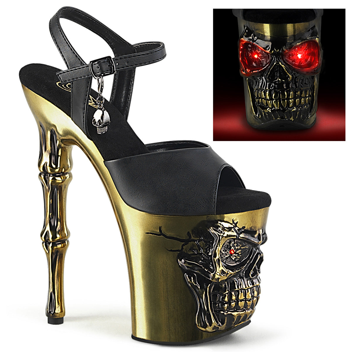 【PLEASER】RAPTURE-809-LT シューズ Blk Faux Leather/Satin Brass Chrome【取寄】