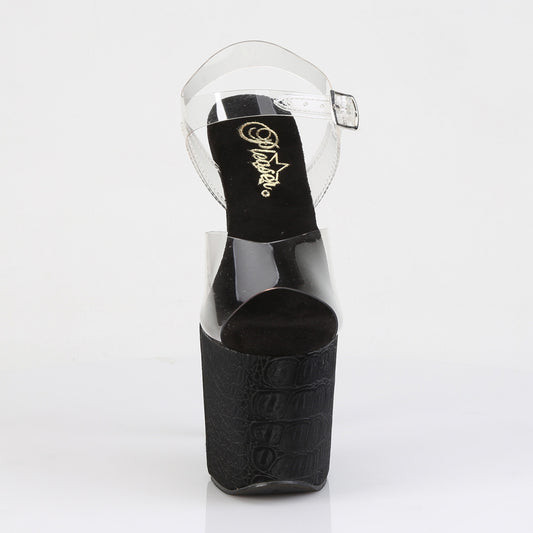 【PLEASER】RAZZLE-808WR プラットフォームシューズ Clr/Blk Reptile Print【取寄】