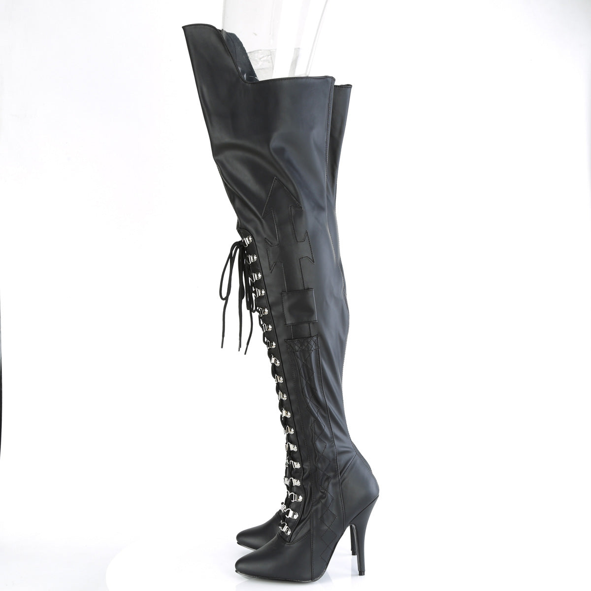 【PLEASER】SEDUCE-3082 シングルソールシューズ Blk Str. Faux Leather【取寄】