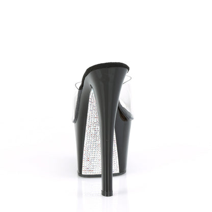 【PLEASER】SKY-301CRS シューズ Clr/Blk-Slv AB Rhinestone【取寄】