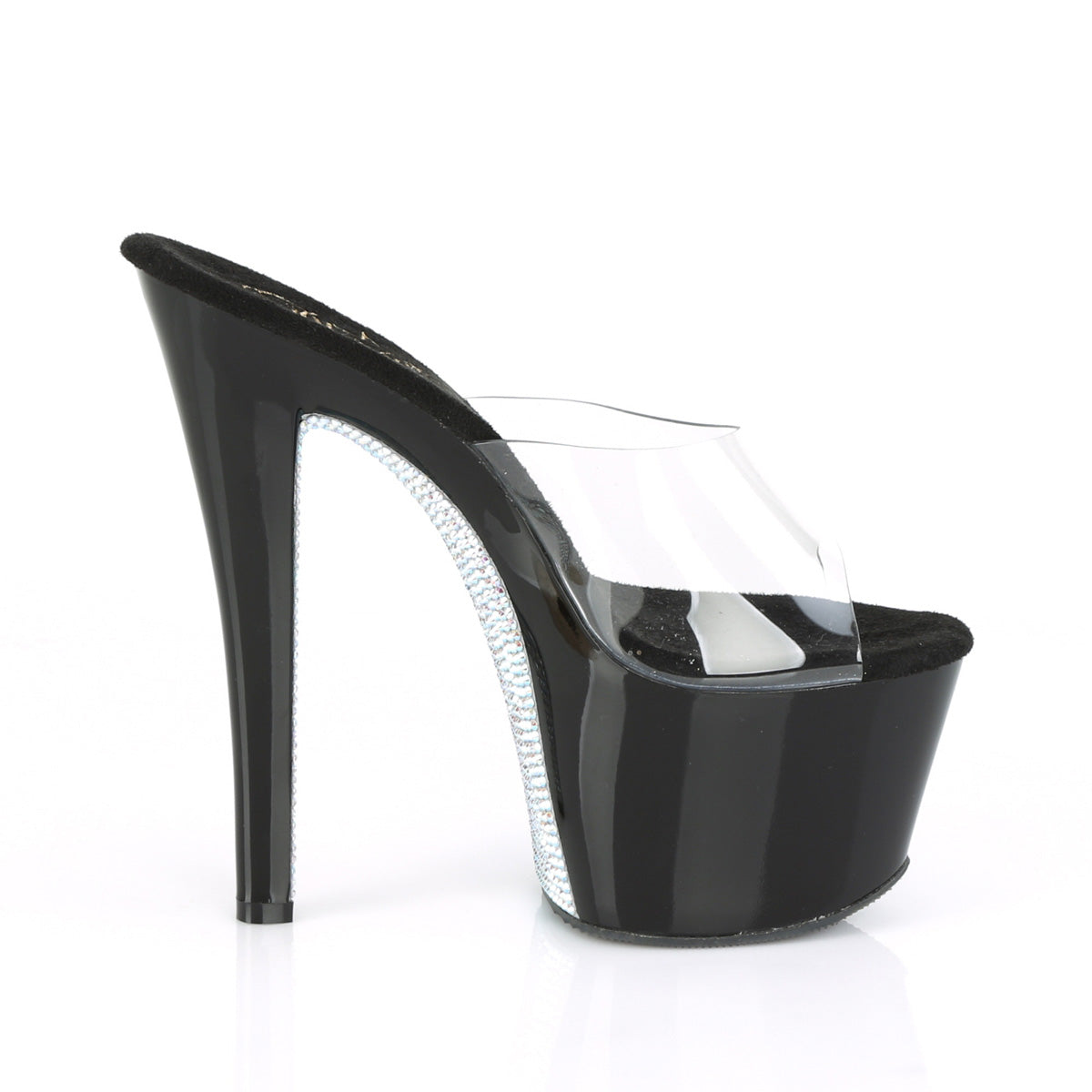 【PLEASER】SKY-301CRS シューズ Clr/Blk-Slv AB Rhinestone【取寄】