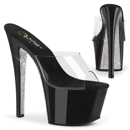 【PLEASER】SKY-301CRS シューズ Clr/Blk-Slv AB Rhinestone【取寄】