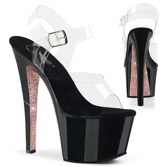 【PLEASER】SKY-308CRS プラットフォームシューズ Clr/Blk-Champagne AB RSTN【取寄】