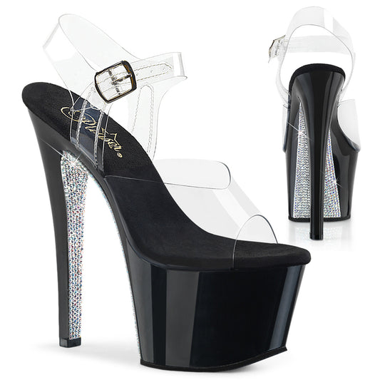 【PLEASER】SKY-308CRS プラットフォームシューズ Clr/Blk-Slv AB RSTN【取寄】