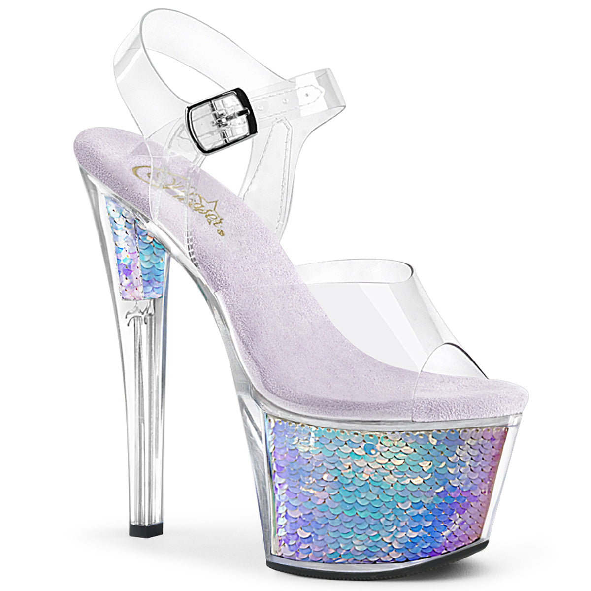 【PLEASER】SKY-308MC シューズ Clr/Lavender Hologram Inserts【取寄】
