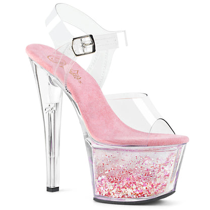 【PLEASER】SKY-308WHG シューズ Clr/Clr-Baby Pink Glitter【取寄】