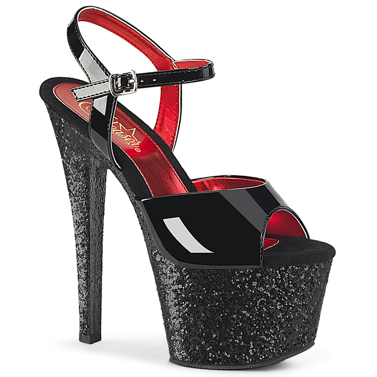 【PLEASER】SKY-309 シューズ Blk Pat/Blk Glitter【取寄】