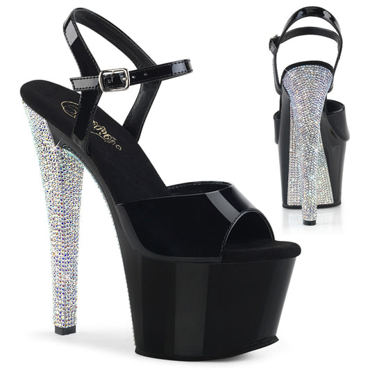 【PLEASER】SKY-309CHRS プラットフォームシューズ Blk/Blk-Slv AB RSTN【取寄】