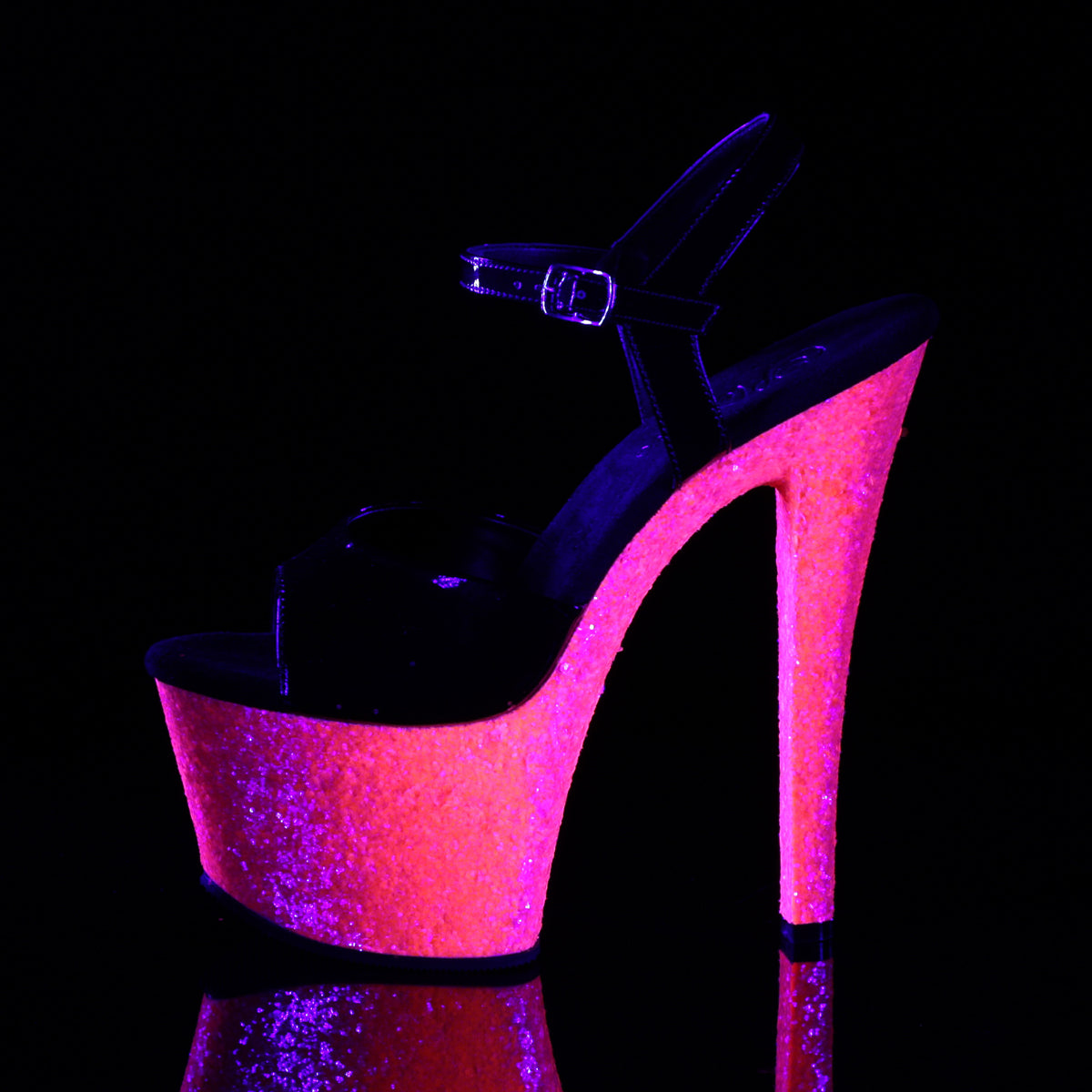 【PLEASER】SKY-309UVLG シューズ Blk Pat/Neon H. Pink Glitter【取寄】
