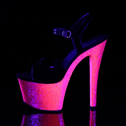 【PLEASER】SKY-309UVLG シューズ Blk Pat/Neon H. Pink Glitter【取寄】
