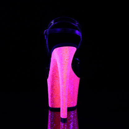 【PLEASER】SKY-309UVLG プラットフォームシューズ Blk Pat/Neon H. Pink Glitter【取寄】