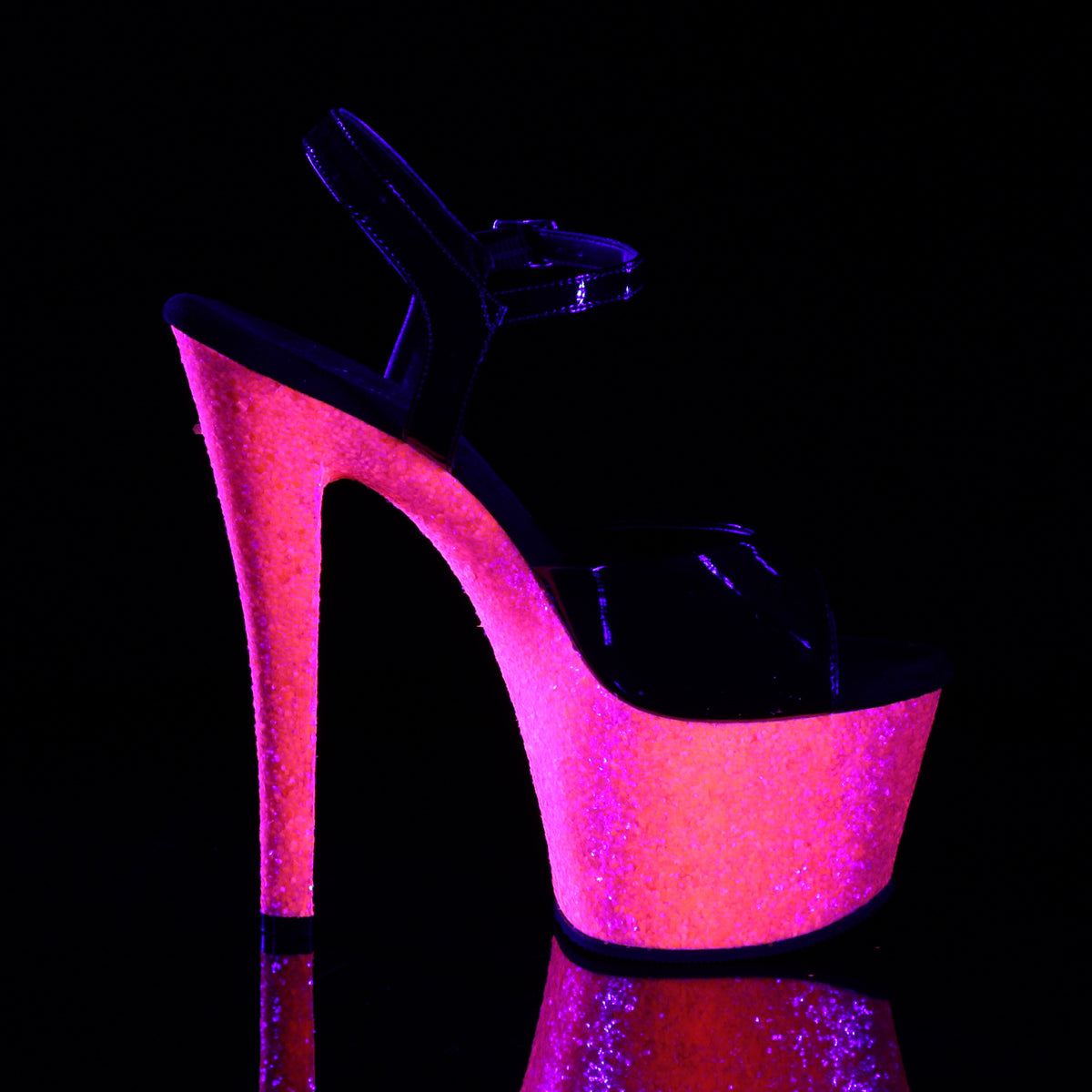 【PLEASER】SKY-309UVLG シューズ Blk Pat/Neon H. Pink Glitter【取寄】