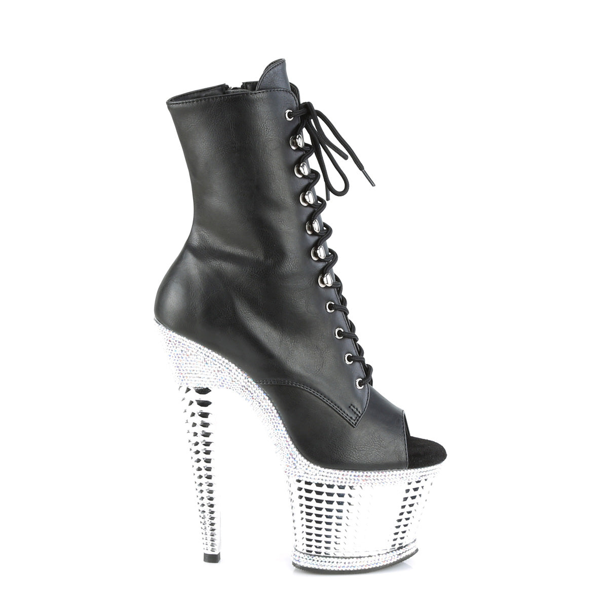 【PLEASER】SPECTATOR-1021RS プラットフォームシューズ Blk Faux Leather/Slv RS-Chrome【取寄】