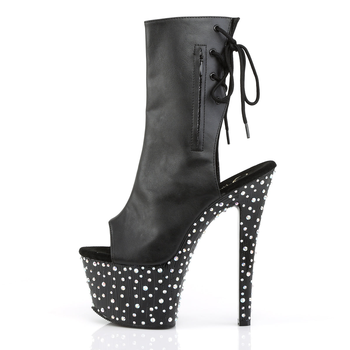 【PLEASER】STARDANCE-1018-7 シューズ Blk Faux Leather/Blk-Slv Multi RS【取寄】