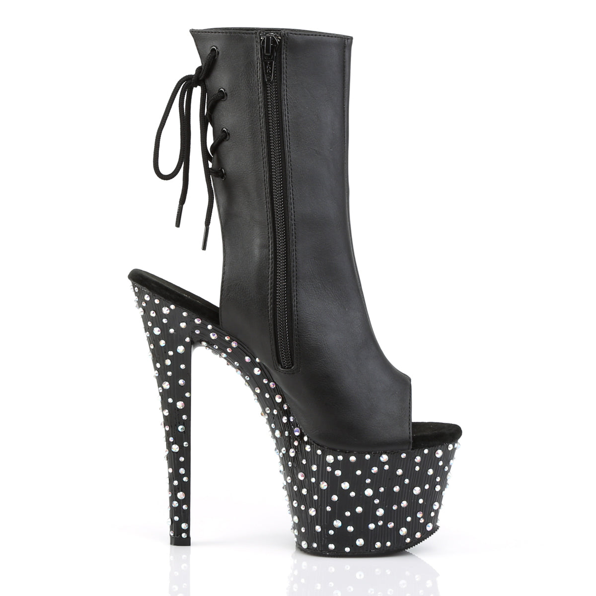 【PLEASER】STARDANCE-1018-7 シューズ Blk Faux Leather/Blk-Slv Multi RS【取寄】