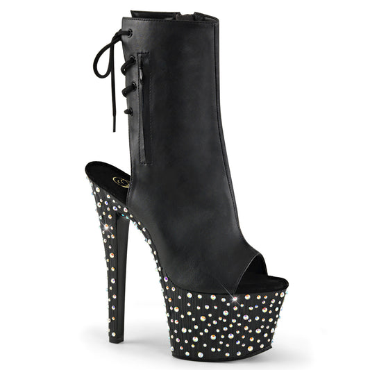 【PLEASER】STARDANCE-1018-7 シューズ Blk Faux Leather/Blk-Slv Multi RS【取寄】
