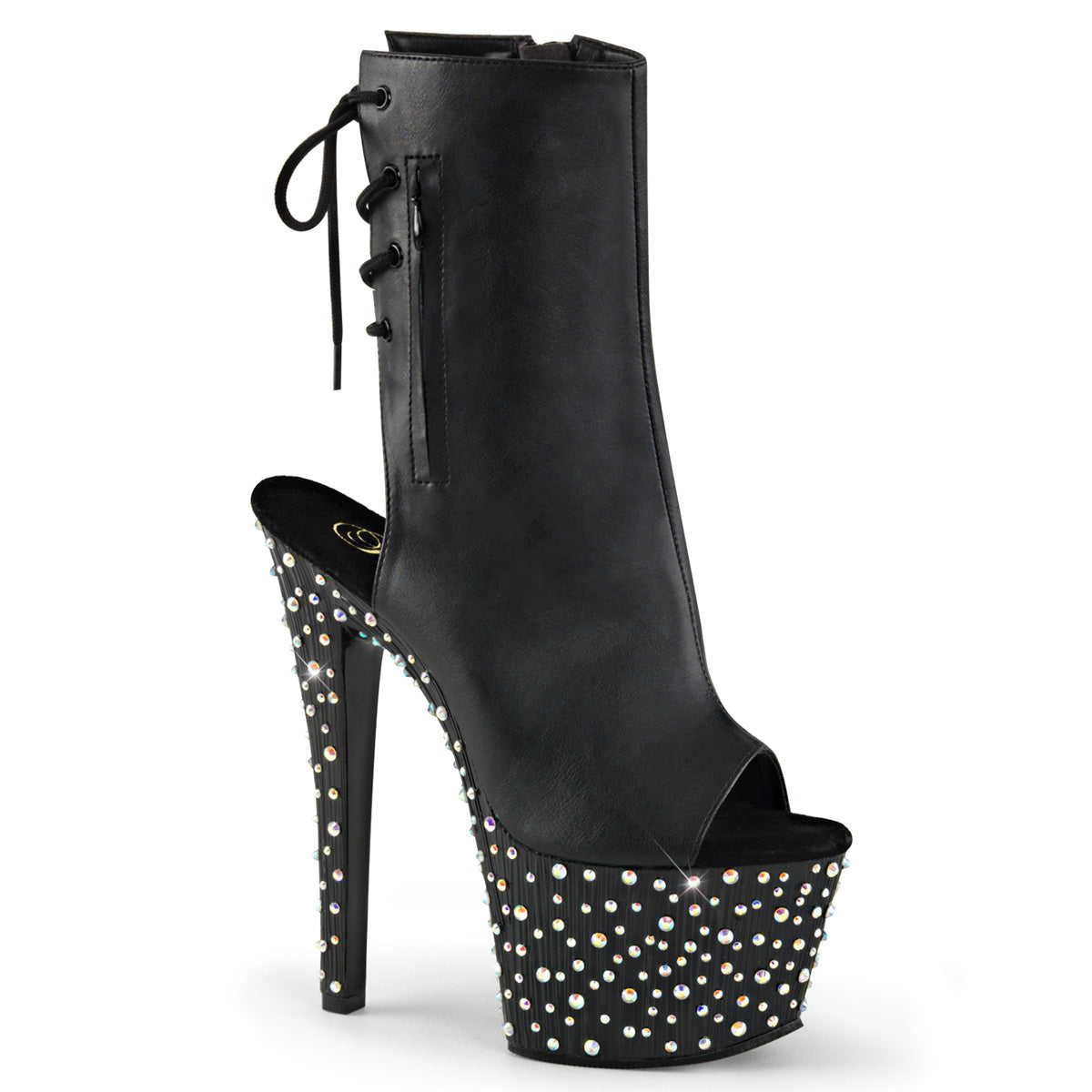 【PLEASER】STARDANCE-1018-7 プラットフォームシューズ Blk Faux Leather/Blk-Slv Multi RS【取寄】