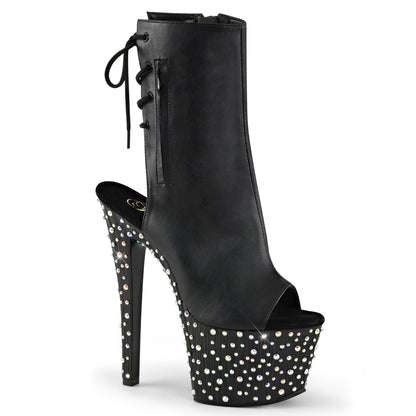 【PLEASER】STARDANCE-1018-7 プラットフォームシューズ Blk Faux Leather/Blk-Slv Multi RS【取寄】