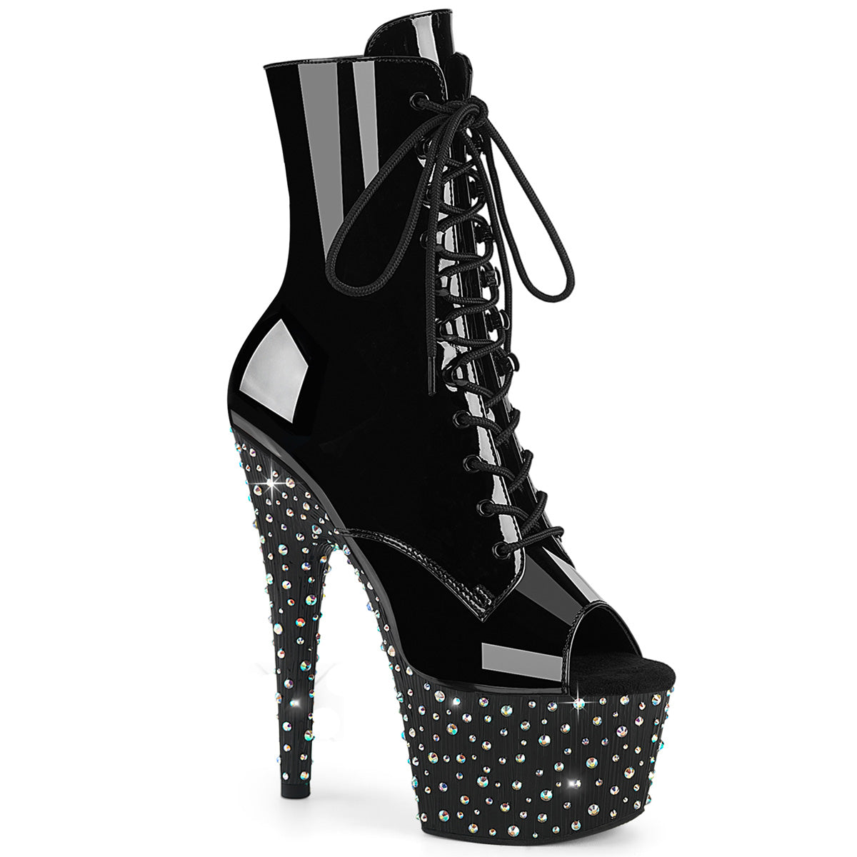 【PLEASER】STARDANCE-1021 シューズ Blk Pat/Blk-Slv Multi RS【取寄】