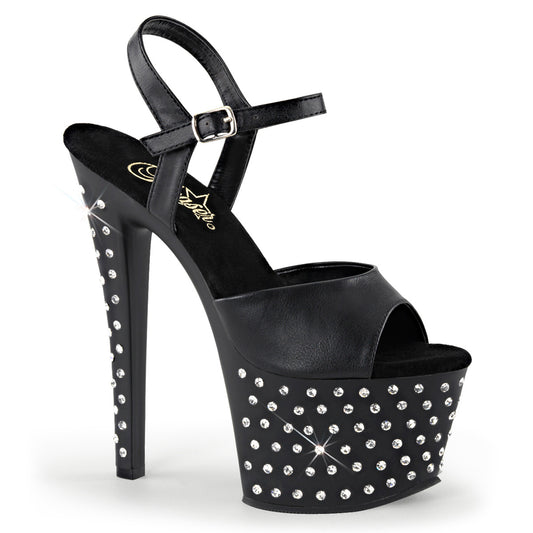 【PLEASER】STARDUST-709 シューズ Blk Faux Leather/Blk Matte【取寄】
