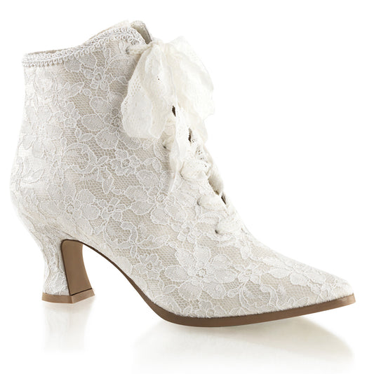 【FABULICIOUS】VICTORIAN-30 ブーツ Ivory Satin-Lace【取寄】