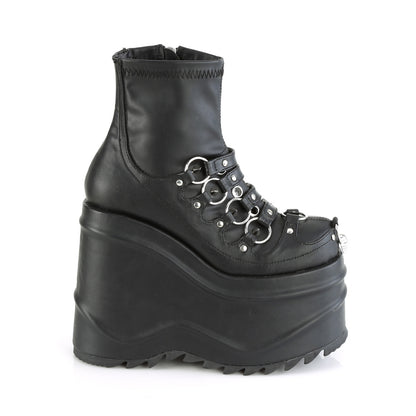 【DEMONIA】WAVE-110 アンクルブーツ Blk Stretch Vegan Leather【取寄】
