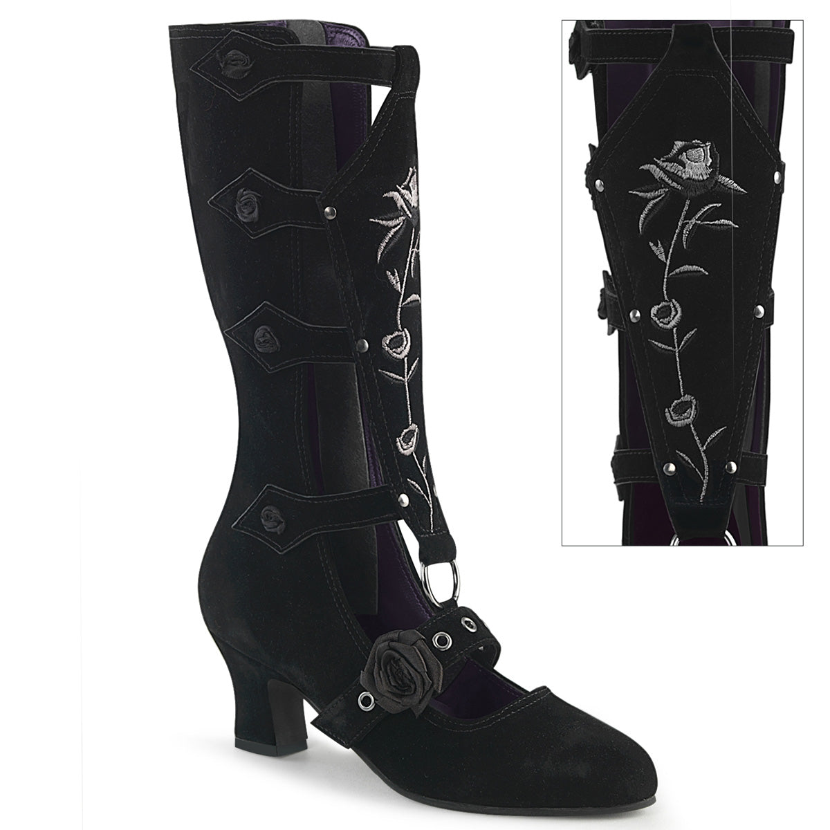 【DEMONIA】WHIMSY-118 ミドルブーツ Blk Vegan Suede【取寄】