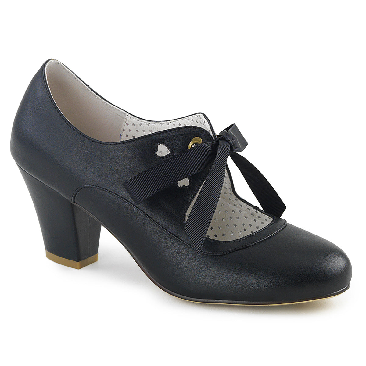 【PIN UP COUTURE】WIGGLE-32 シングルソールシューズ Blk Faux Leather【取寄】