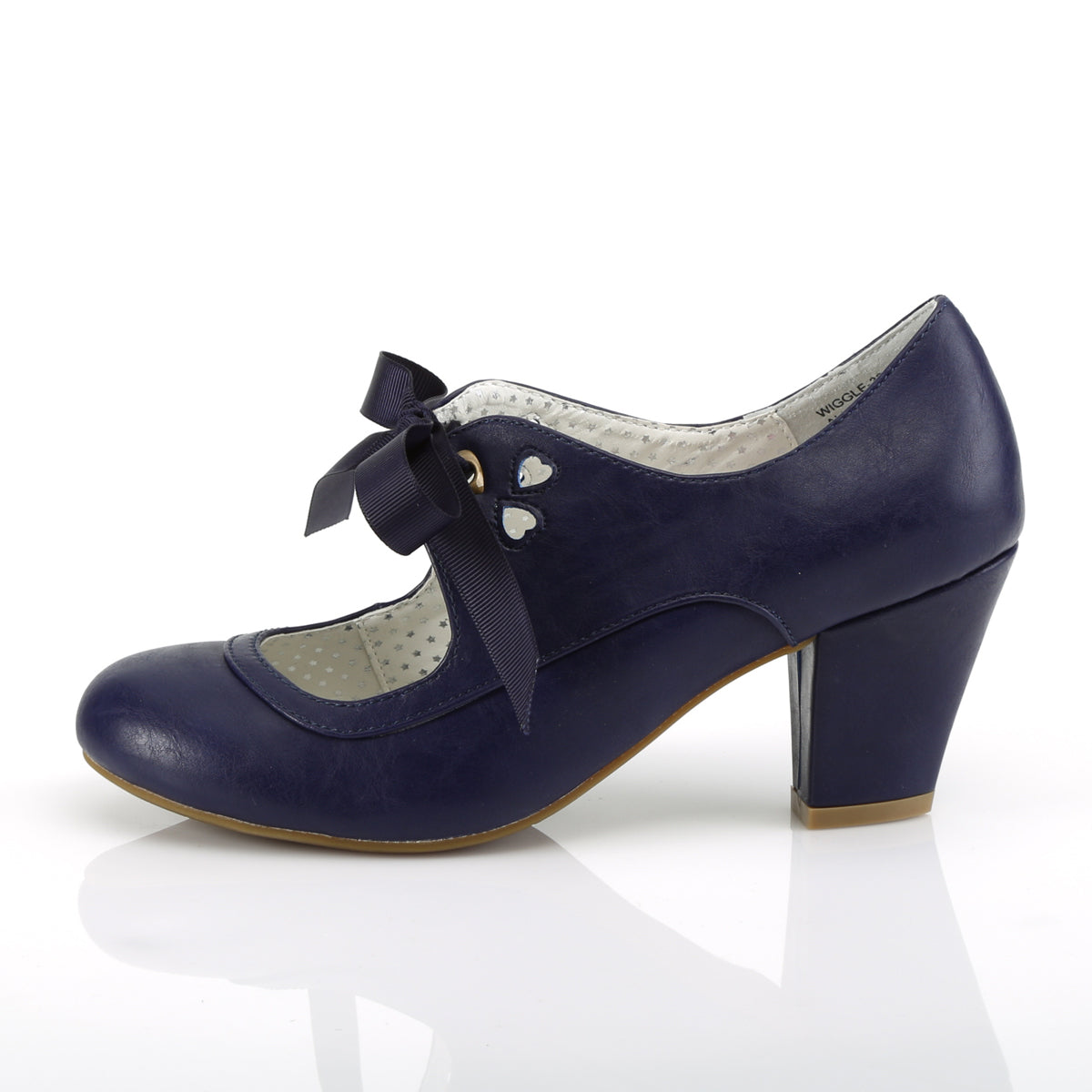 【PIN UP COUTURE】WIGGLE-32 シングルソールシューズ Navy Blue Faux Leather【取寄】
