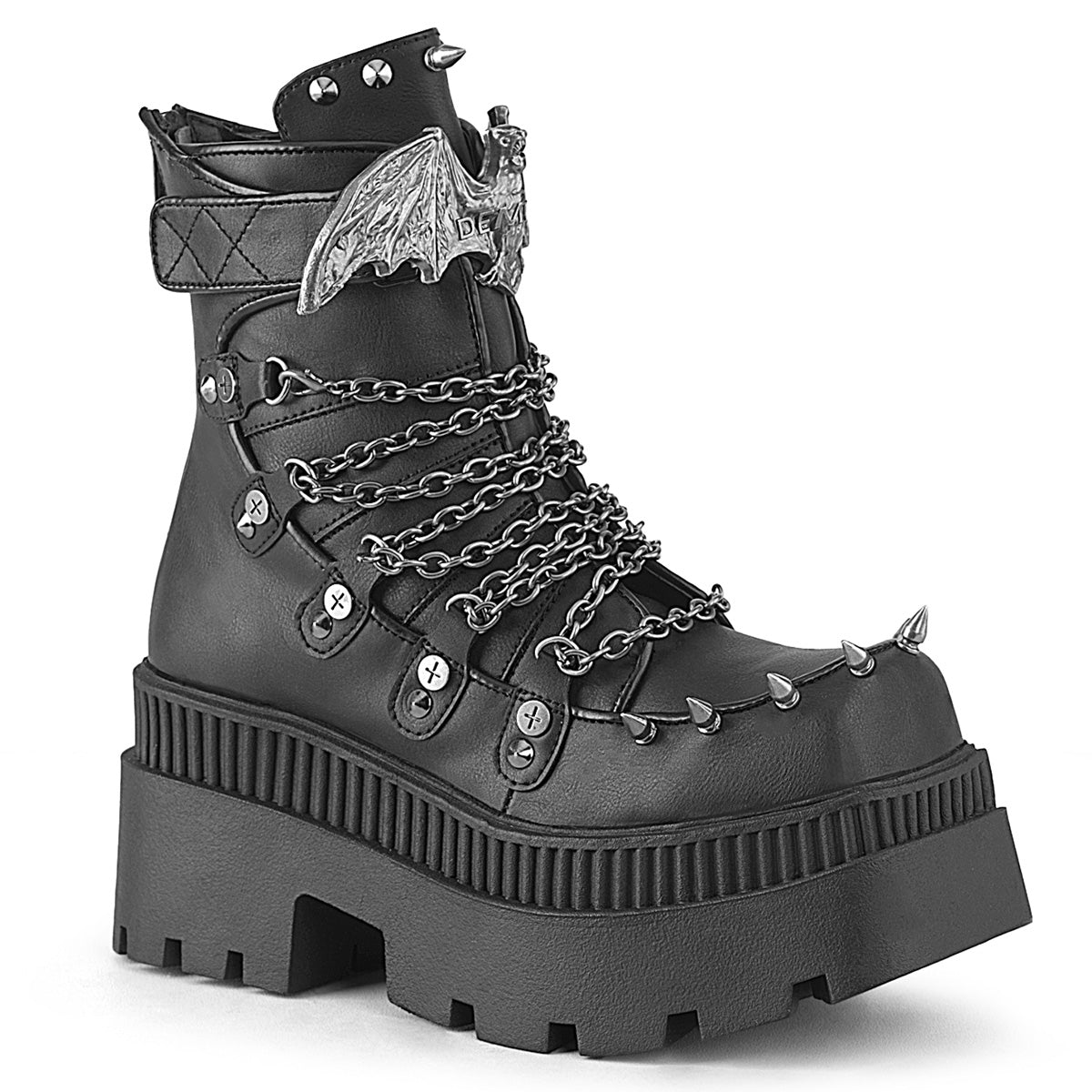 【DEMONIA】WRATH-55 アンクルブーツ Blk Vegan Leather【取寄】