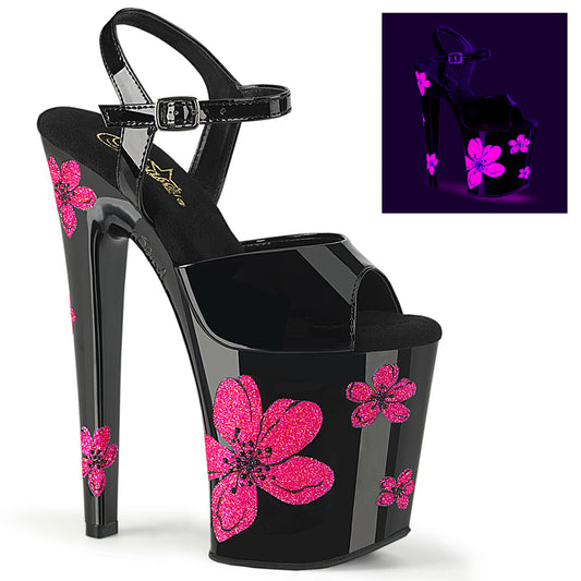 【PLEASER】XTREME-809HB シューズ Blk Pat/Blk-Neon Pink【取寄】