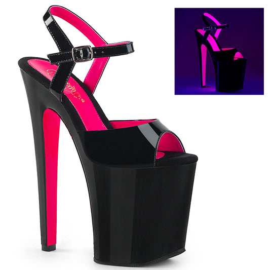 【PLEASER】XTREME-809TT シューズ Blk Pat-Neon H. Pink/Blk【取寄】