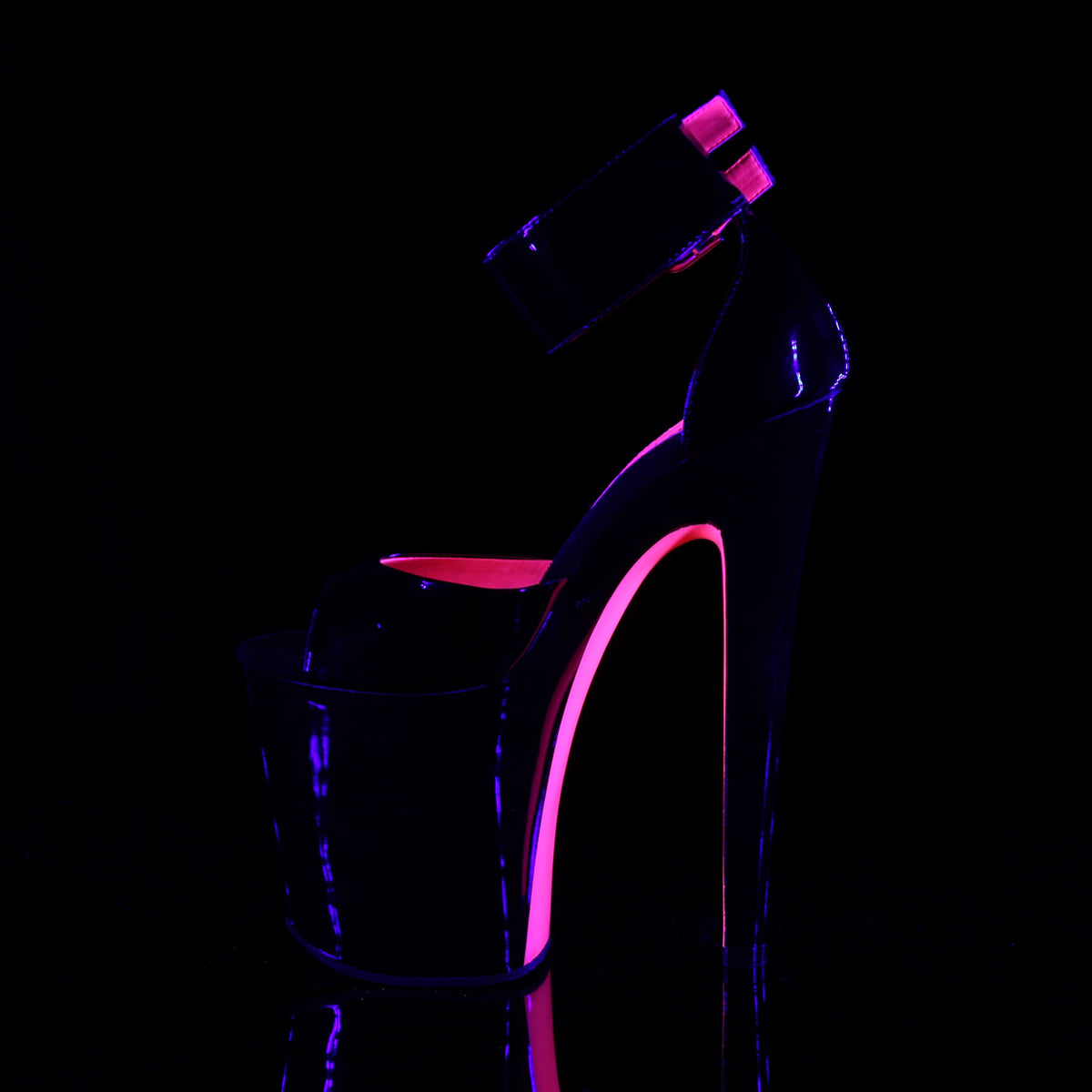 【PLEASER】XTREME-875TT シューズ Blk Pat-Neon H. Pink/Blk【取寄】
