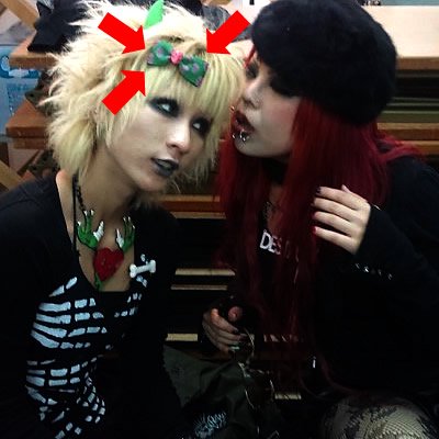 【KREEPSVILLE666】HAIR BOW PAIR GREEN SKULL