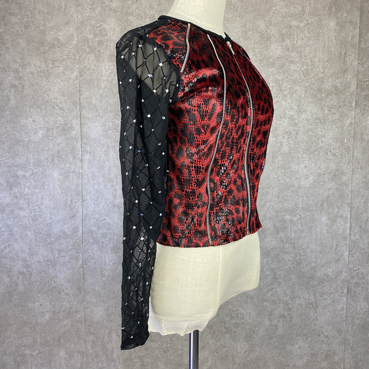 RED LEOPARD/NET JACKET