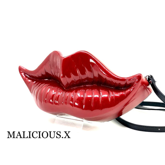 LIP SHOULDER BAG/RED