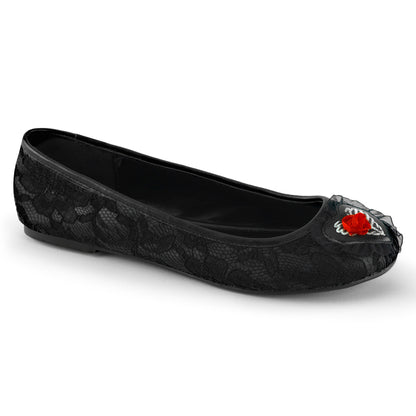 【DEMONIA】肋骨ハートパッチゴシックフラットシューズUS6(22.5-23cm)