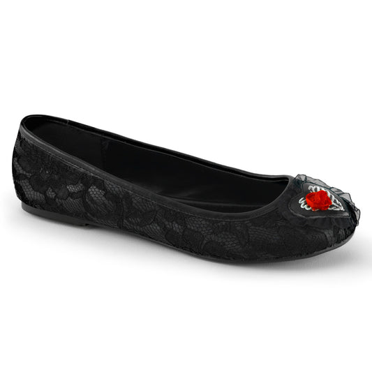 【DEMONIA】肋骨ハートパッチゴシックフラットシューズUS6(22.5-23cm)