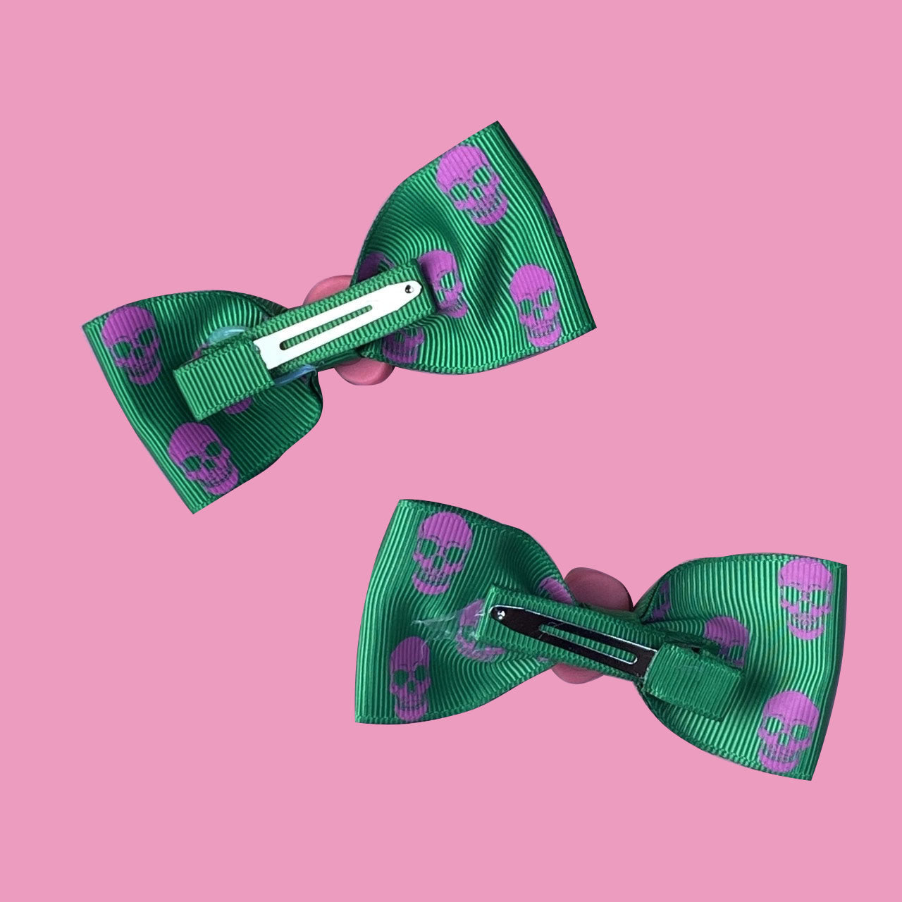 【KREEPSVILLE666】HAIR BOW PAIR GREEN SKULL