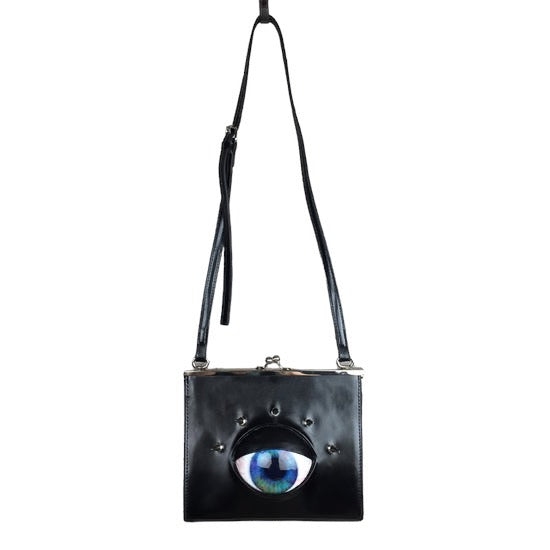 EYE SQUARE METAL CLASP SHOULDER BAG