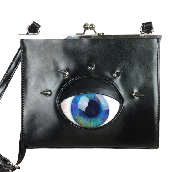 EYE SQUARE METAL CLASP SHOULDER BAG