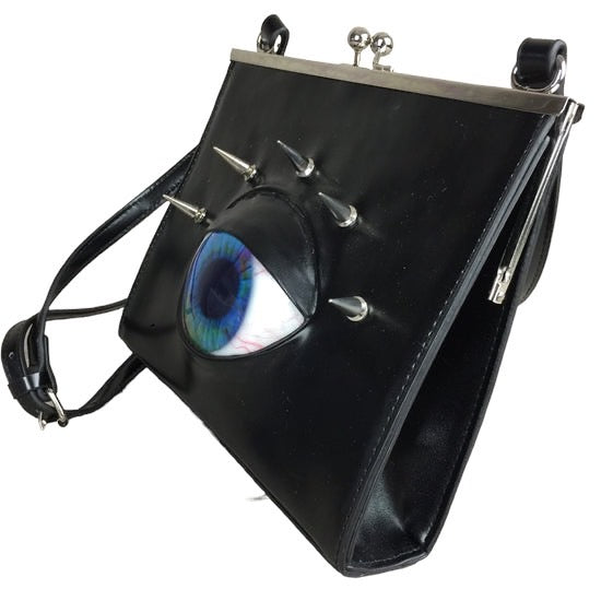 EYE SQUARE METAL CLASP SHOULDER BAG