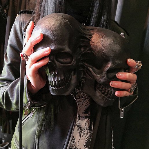 TWIN SKULL SHOULDER BAG