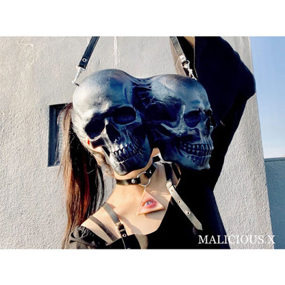 TWIN SKULL SHOULDER BAG