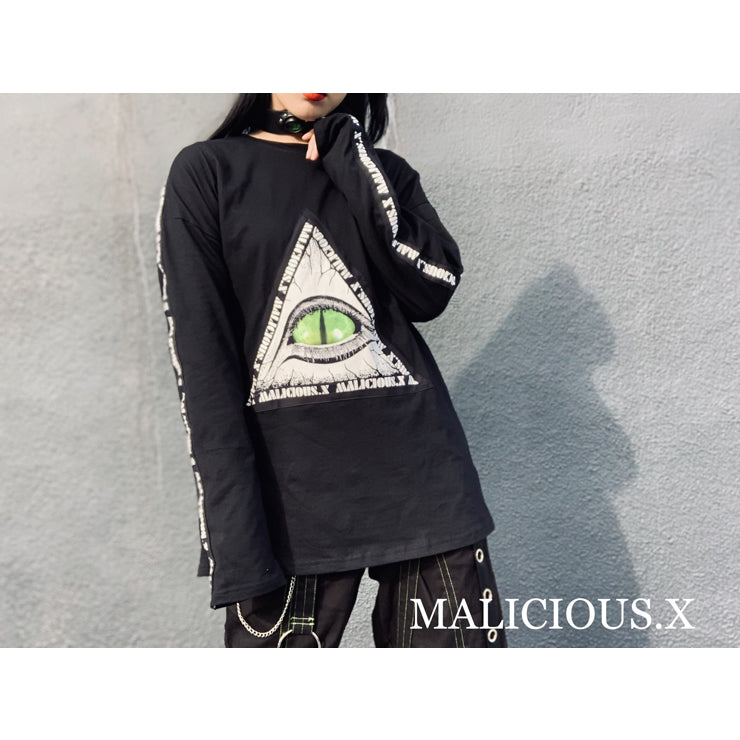 TRIANGLE AND LOGOLINE LONG SLEEVE T-SHIRT / BLACK