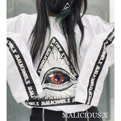 TRIANGLE AND LOGOLINE LONG SLEEVE T-SHIRT / WHITE