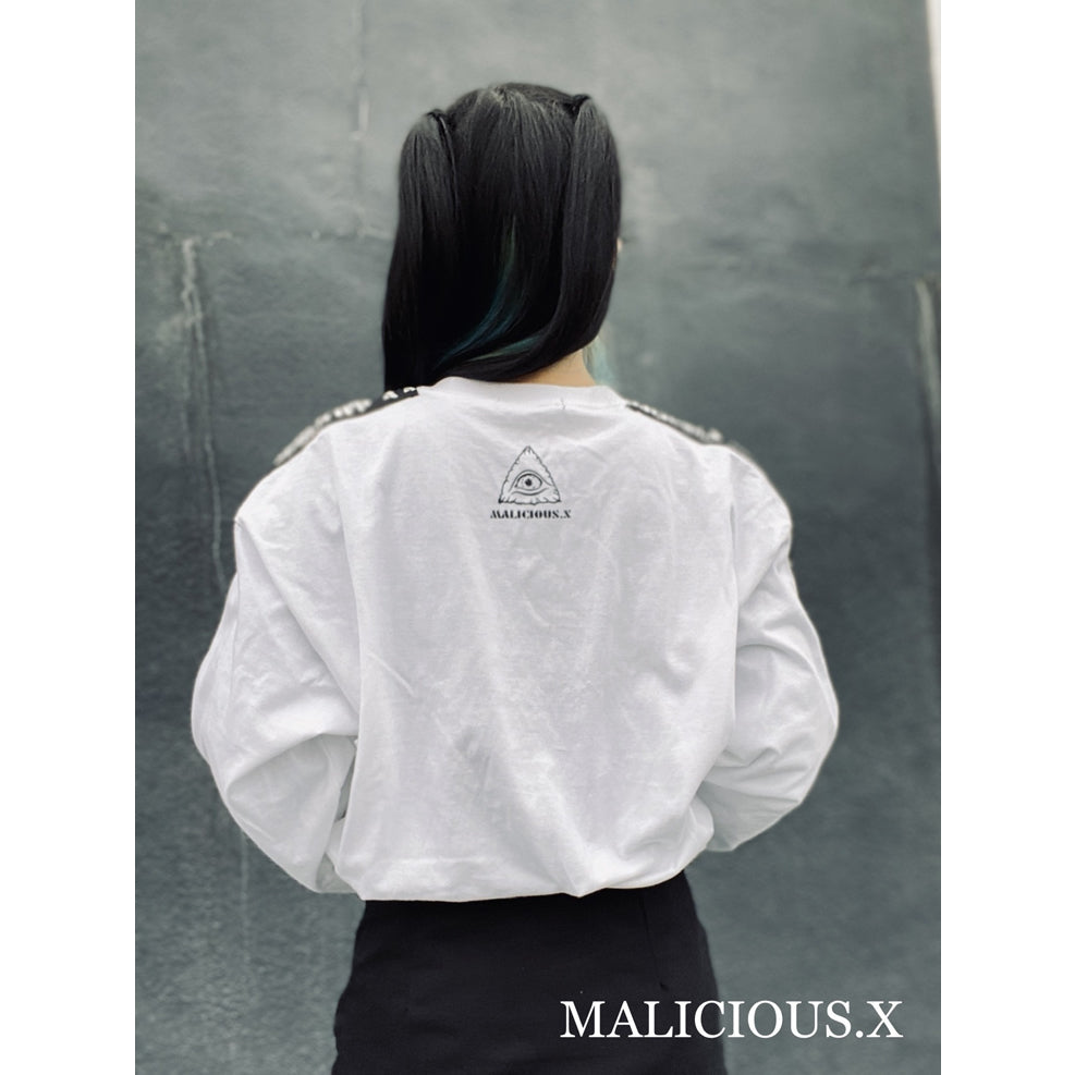 TRIANGLE AND LOGOLINE LONG SLEEVE T-SHIRT / WHITE